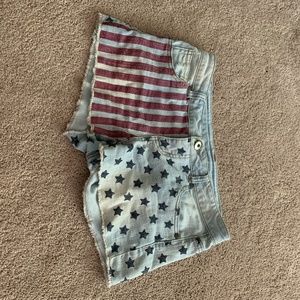 Light Wash American Flag Denim Shorts